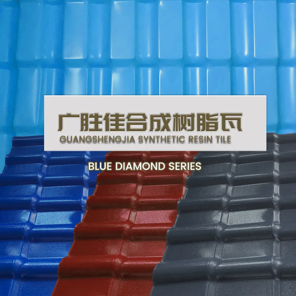 Economical price synthetic resin tile roof color ASA film coated PVC/UPVC sheet for building roof - Blue Diamond series-1
